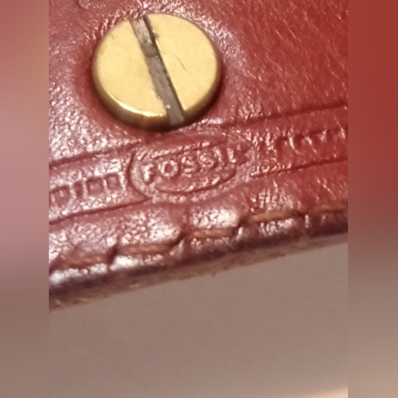 Fossil Belt Brown Leather Woven Braid Womens Sz L Brass Ring Bend Back Closure - Picture 5 of 9